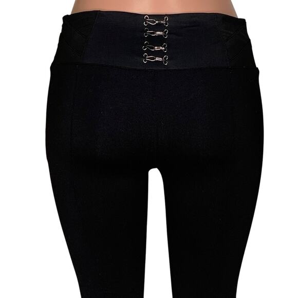 Bebe Mid Rise Fitted Pants Size 4 Wide Waistband with Hook & Eye Detail - Picture 6 of 13